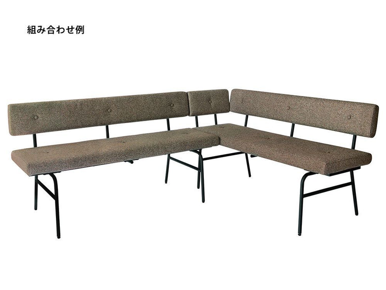 オーク突板とスチールパイプを使用した屋外用木製ベンチソファ「sam-nord」