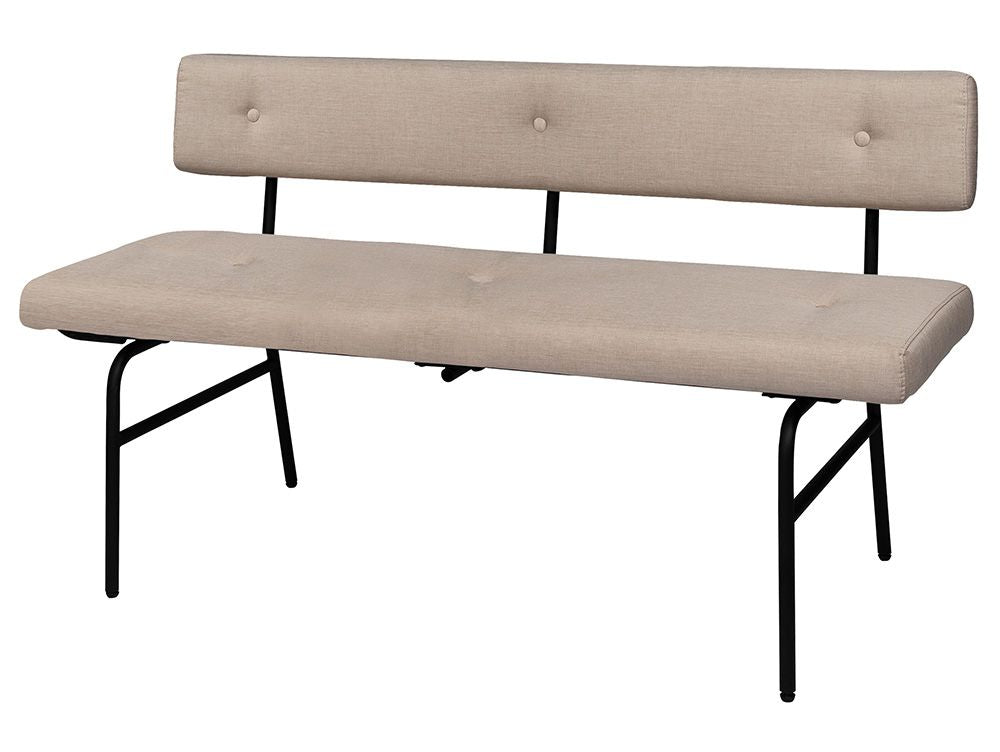 アデペシュのサムノルドベンチソファ。オーク突板とスチールパイプを使用したナチュラルなアウトドア用木製家具。