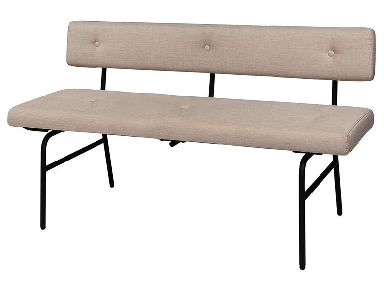 アデペシュのサムノルドベンチソファ。オーク突板とスチールパイプを使用したナチュラルなアウトドア用木製家具。