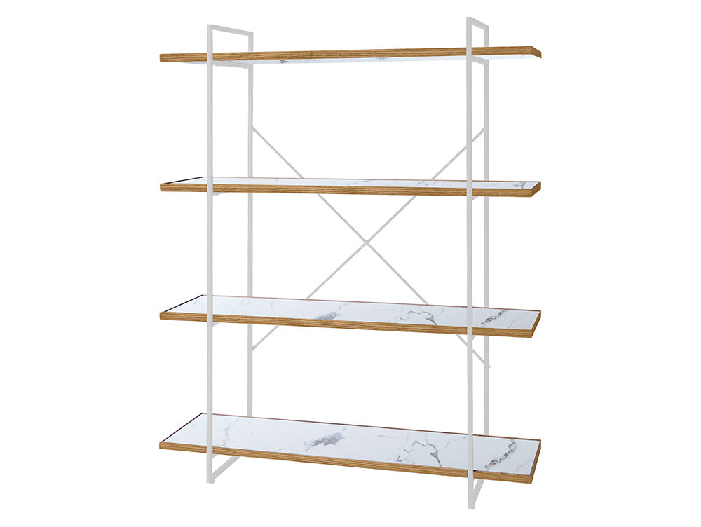 adepecheのPOLポルオープンシェルフ、スチール焼付けフレームとオーク無垢材天板を使用した3ラックのオープン収納棚