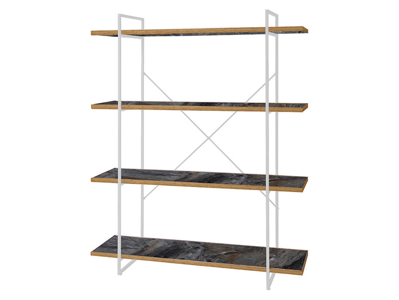 adepecheアデペシュのPOLポルオープンシェルフ、スチール焼付けフレームとオーク無垢材を使用したシンプルな棚