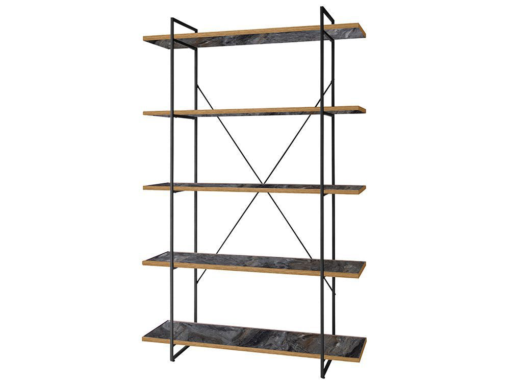 【adepeche/アデペシュ】POL ポル オープンシェルフ、スチールフレームとオーク無垢材天板を備えた3～5ラックの収納棚