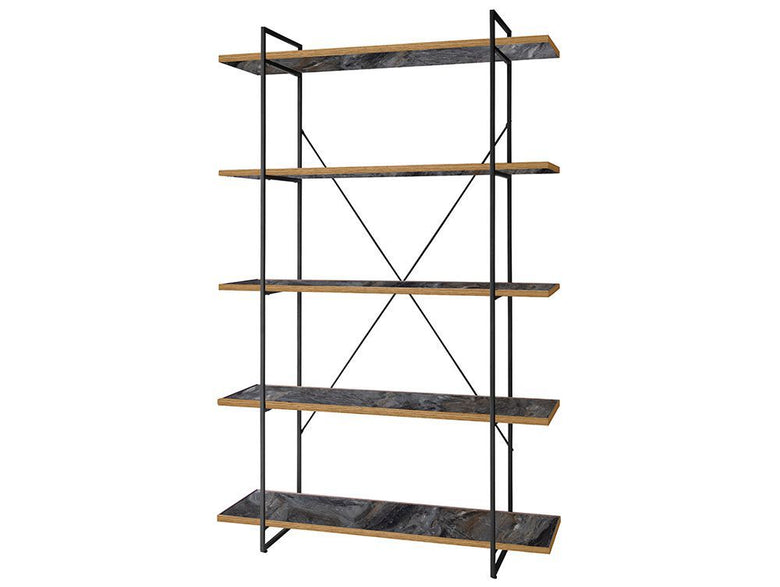 【adepeche/アデペシュ】POL ポル オープンシェルフ、スチールフレームとオーク無垢材天板を備えた3～5ラックの収納棚