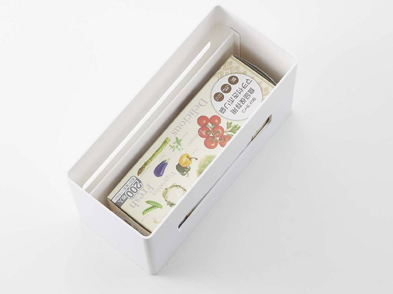 ABS樹脂製の蓋付き両面ティッシュケース。スマートなデザインで2つのティッシュボックスやペーパータオルを収納可能、オフィス用品として最適です。