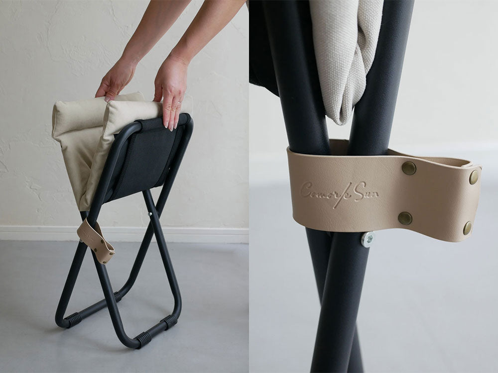 【Comore Sun】2way フォールディングチェアとオットマンセット、キャンバス製で折りたたみ可能なデザイン