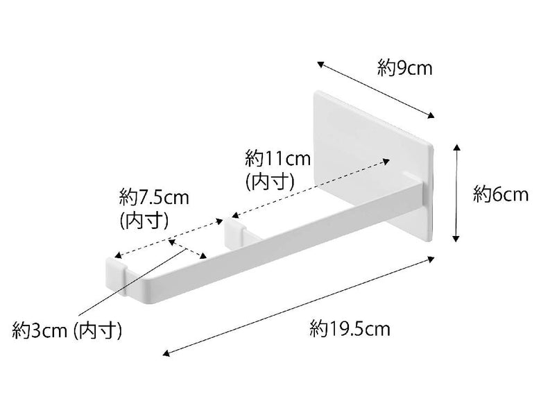 ステンレス製のマグネット浴室扉ストッパー「タワー」が平らな浴室壁に取り付けられている様子