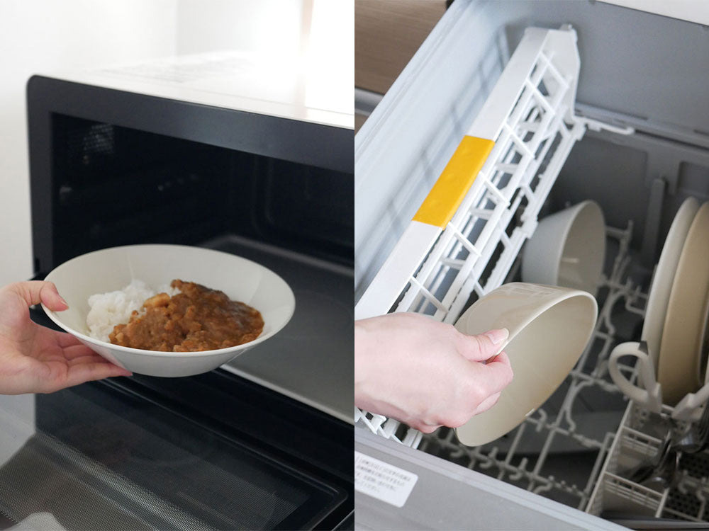 イッタラ ティーマシリーズの磁器ボウルが食卓に美しく並べられている様子