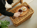 Creerクレエのインドネシア産皮付きラタン製運べる収納バスケット