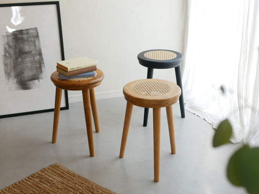 【Sunflower Rattan】チーク材とラタンを使用したナチュラルデザインのラタンスツール