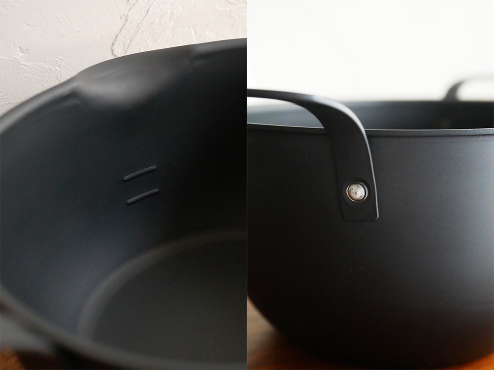 aikata（アイカタ）の楕円形コンパクト鉄製揚げ鍋とステンレス蓋、ステンレス揚げザルがセットになったキッチン用具