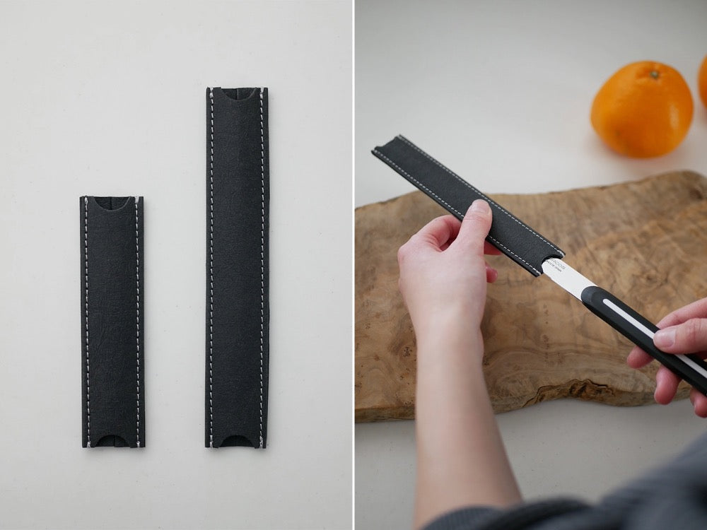 アルコス製のステンレススチールテーブルナイフと専用セルロースカバーのセット。包丁代わりに使用可能なデザイン。