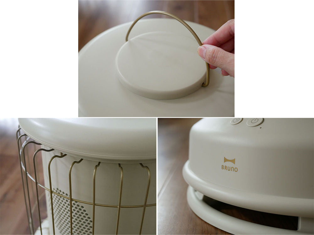 ブルーノ全方位型ファンヒーター ClassicStoveが木製フローリングの上に設置された家庭用暖房器具の画像