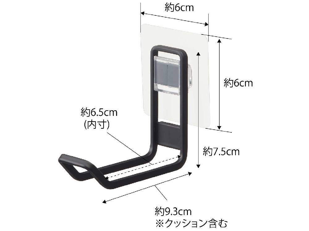 タワー【tower】ブランドのフィルムフックトイレ用品収納フック。本体はスチール製でポリカーボネート製のフックが付いており、シンプルで機能的なデザインが特徴です。