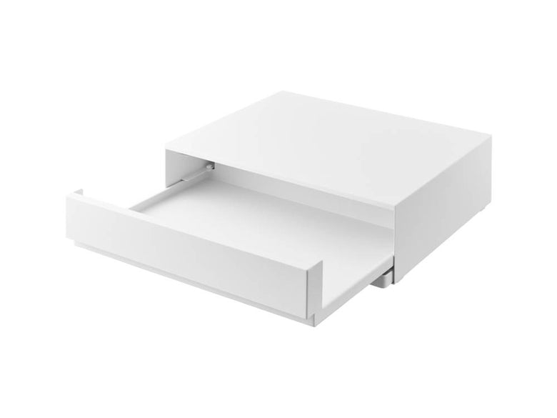 ツーウェイ キッチン家電下引き出し＆スライドテーブルタワーのスチール製キャビネットと複数の引き出しが整然と配置された画像