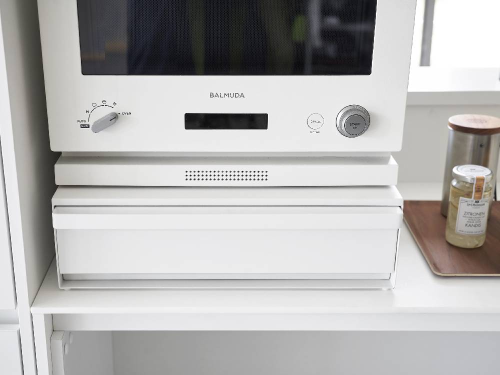 ツーウェイ キッチン家電用の下引き出しとスライドテーブルを備えたスチール製収納棚