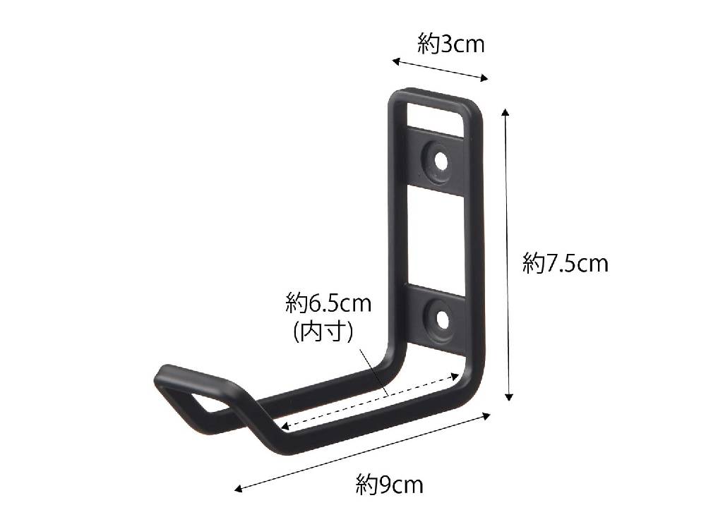 タワー製ウォールトイレ用品収納フック。スチール素材で粉体塗装され、サイズは幅3cm、奥行き9cm、高さ7.5cm。壁面に簡単に取り付け可能なシンプルなデザイン