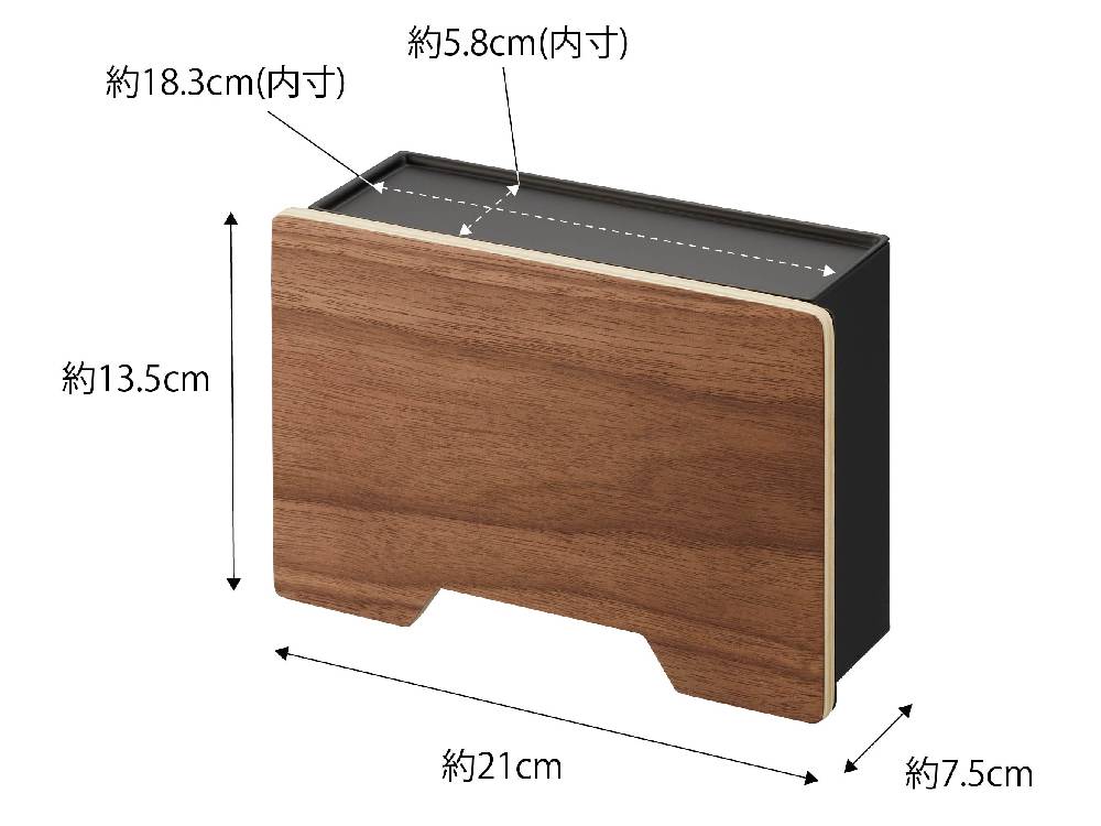 スチールと天然木を使用した【RIN/リン】マグネットマスクホルダーがオフィスデスク上に置かれている様子