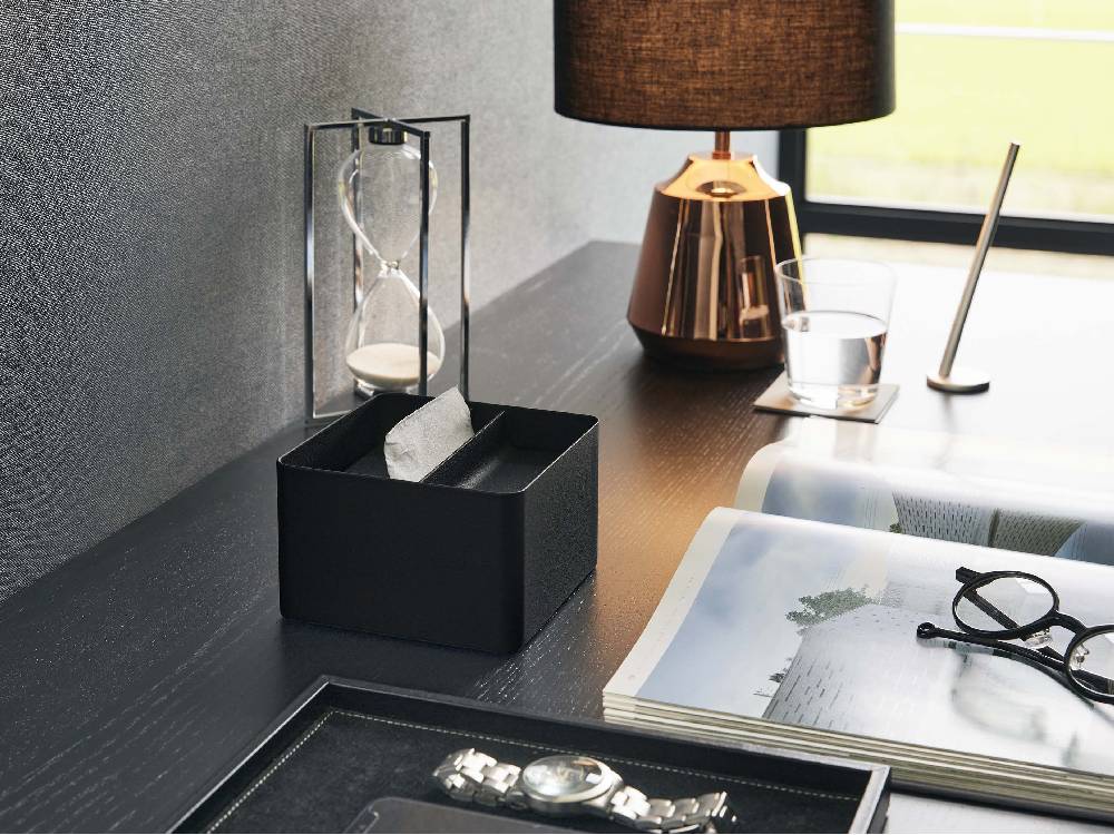 tower/タワー蓋付きハーフティッシュケース、シルバー製スチールボックス