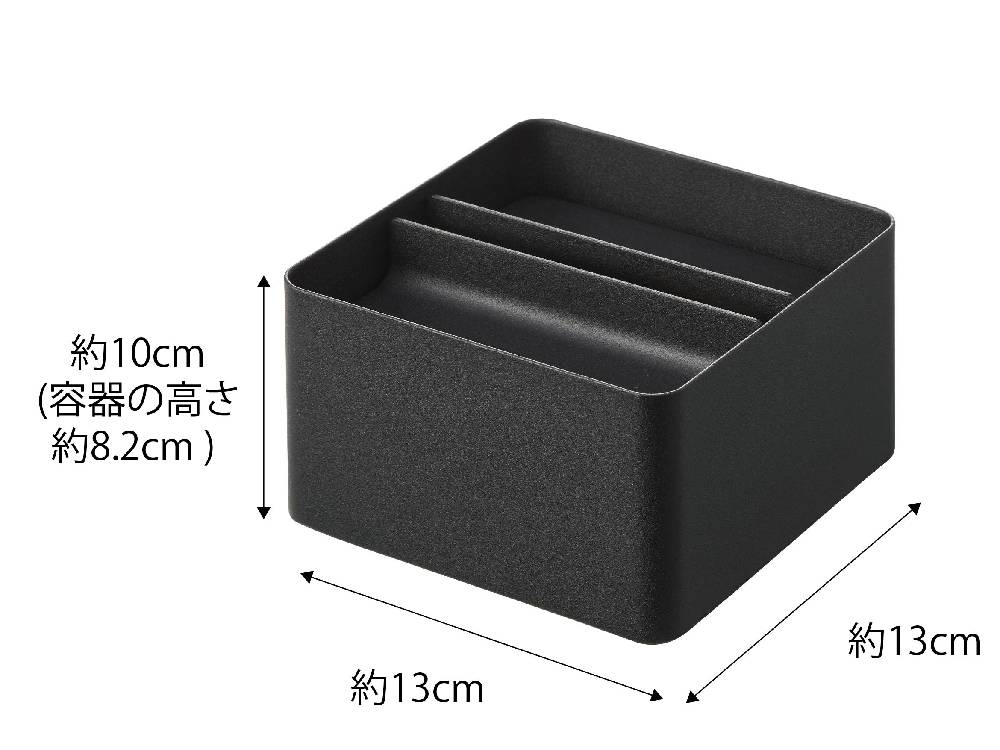 蓋付きタワー型ハーフティッシュケースのプラスチック製ボックスと蓋が観葉植物と共に配置されている製品写真