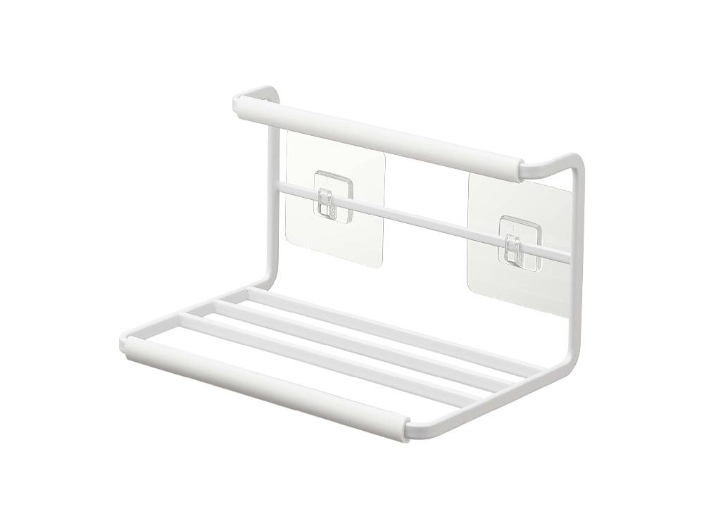 タワー【tower】フィルムフックワイドジャグボトルホルダー S。スチール製でポリカーボネートのフィルムフックが2つ付いた家庭用ボトルラック