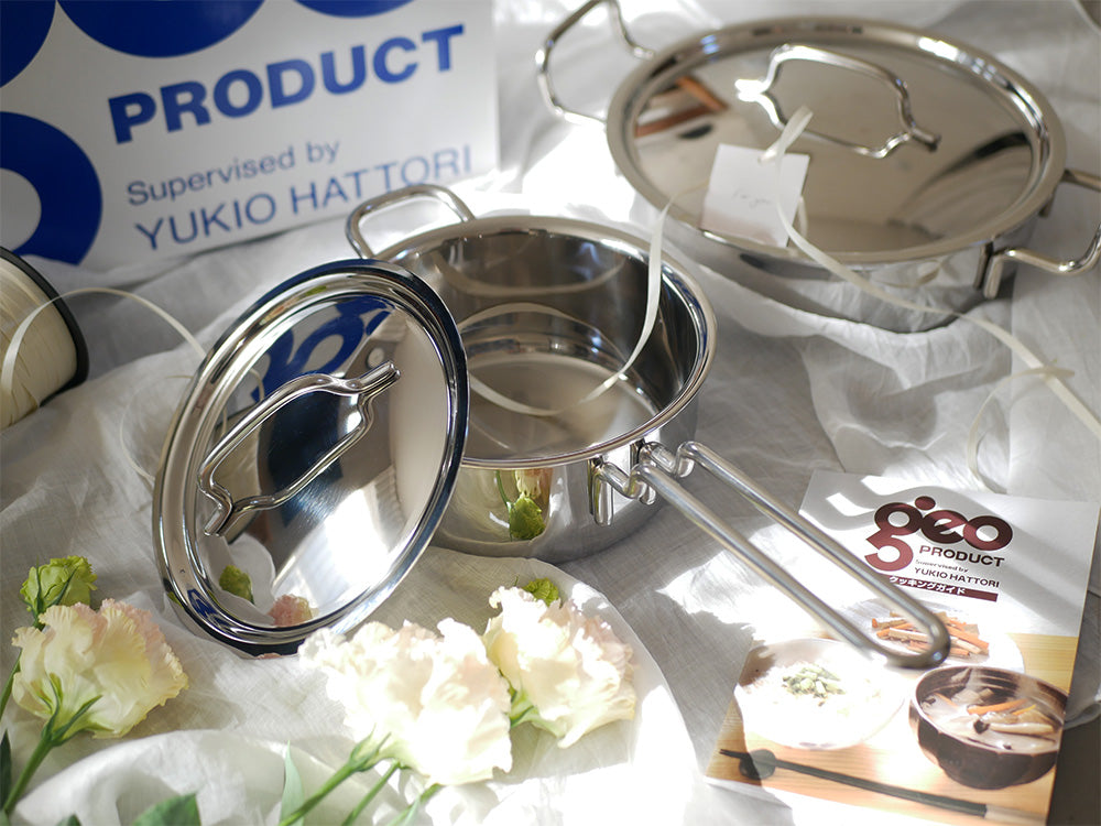 ジオプロダクト15年保証の日本製ステンレス片手鍋と蓋