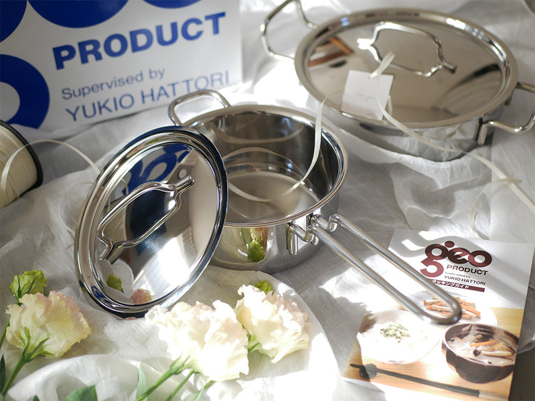 ジオプロダクト15年保証の日本製ステンレス片手鍋と蓋