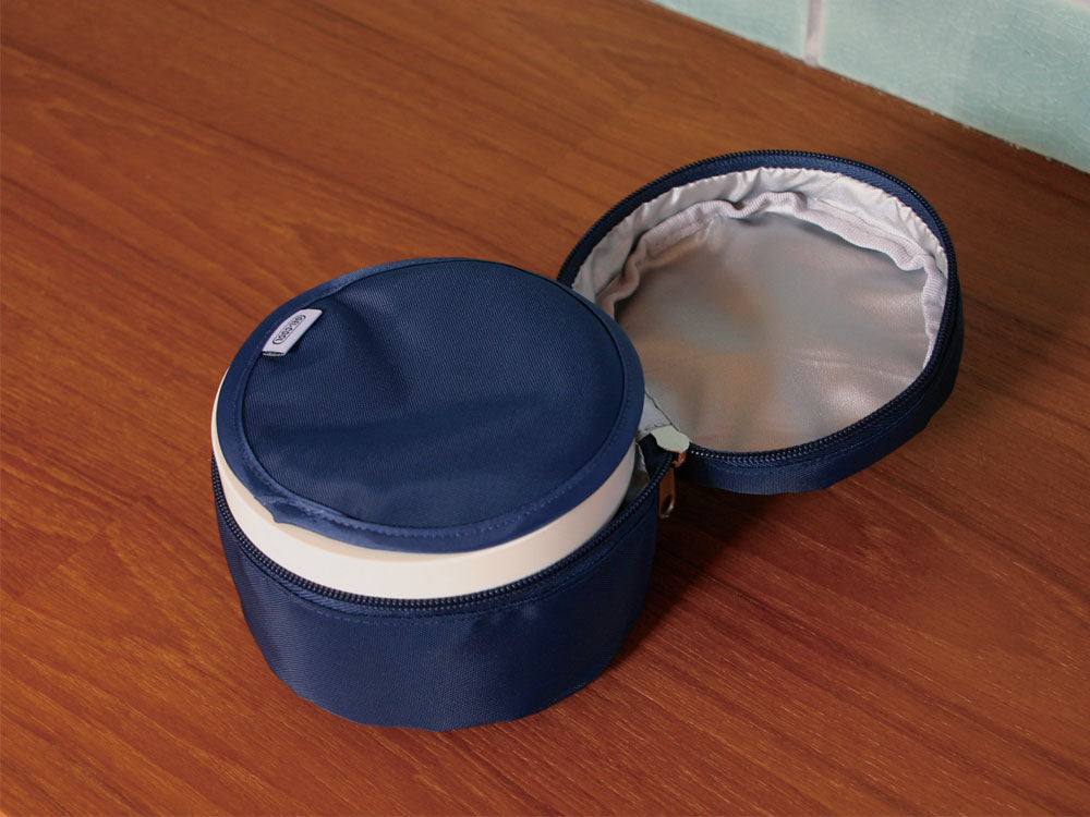 保冷剤として使用できる蓋付き『GEL-COOL round』ランチボックスと専用保冷ケースのセット