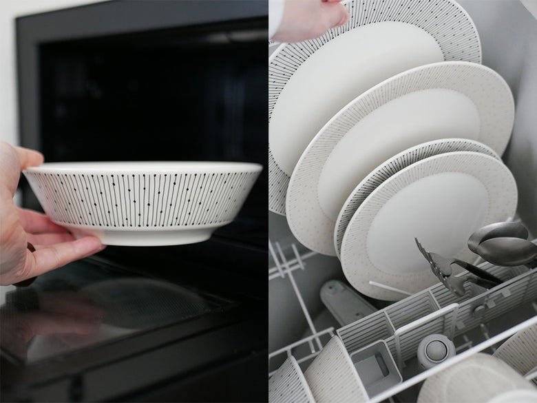 アラビア製マイニオボウル、磁器製の13cmおよび17cmサイズ、ベージュのバックスタンプ入り