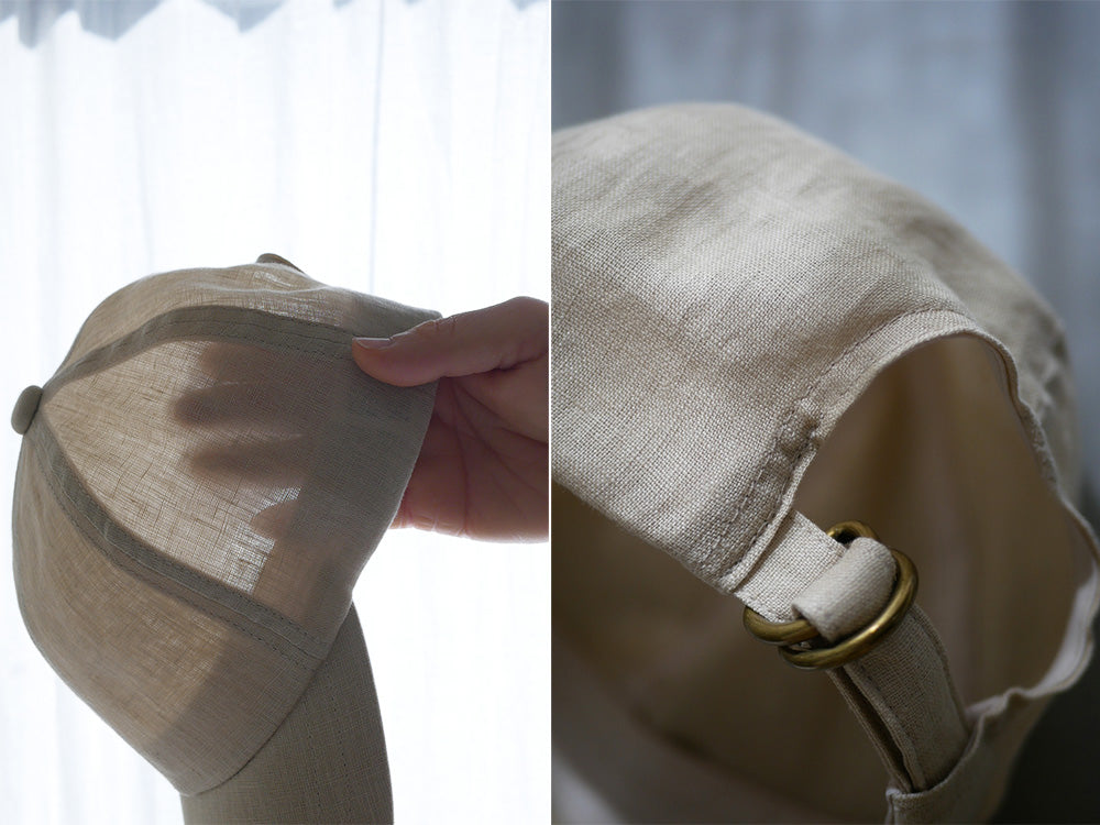 shesay（シセイ）サラッと被れる爽やかなリネンフェドラキャップ、調整可能なストラップ付き