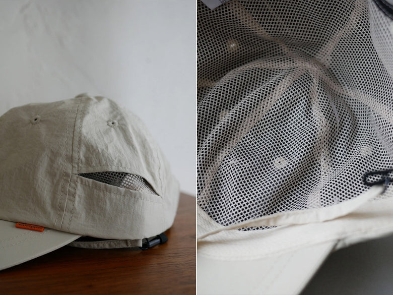 撥水機能付きインプルーブTESTIFY日傘バケットハットの背面メッシュ部分を示す画像