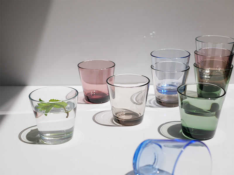 フィンランド製イッタラのカルティオ タンブラー2個セット、無鉛ガラス製でφ80×H80mm、210ml容量の透明なデザイン