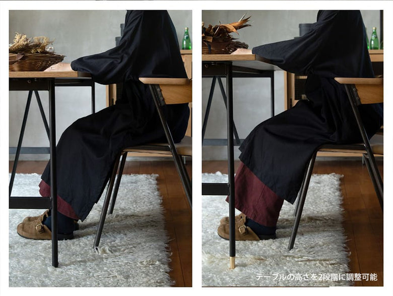 a.depecheのPOL 2wayダイニングテーブル。オーク無垢材の天板と焼付塗装スチールフレームを組み合わせたモダンなデザイン