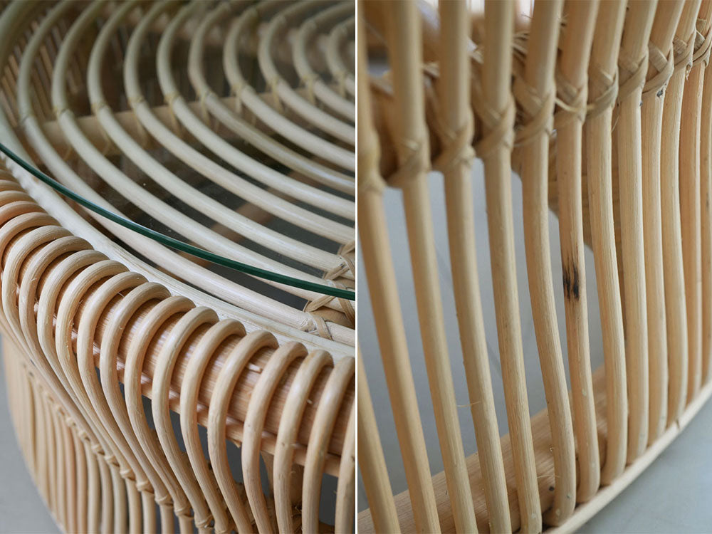 Sunflower Rattan/サンフラワーラタン】ラタン×ガラスのローテーブル