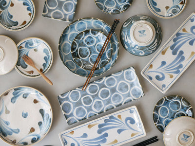 【awasaka/アワサカ】職人筆の味わいを感じる和モダンなうつわ Brush Blue