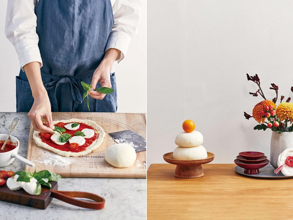 テーブル上で食材や食器とともに使用されているレコルト コンパクトベーカリー