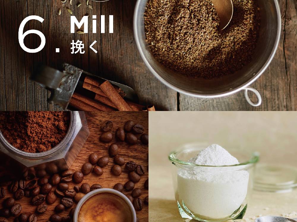 キッチンでVitamixブレンダーとコーヒー、スパイス、調味料が並べられている様子