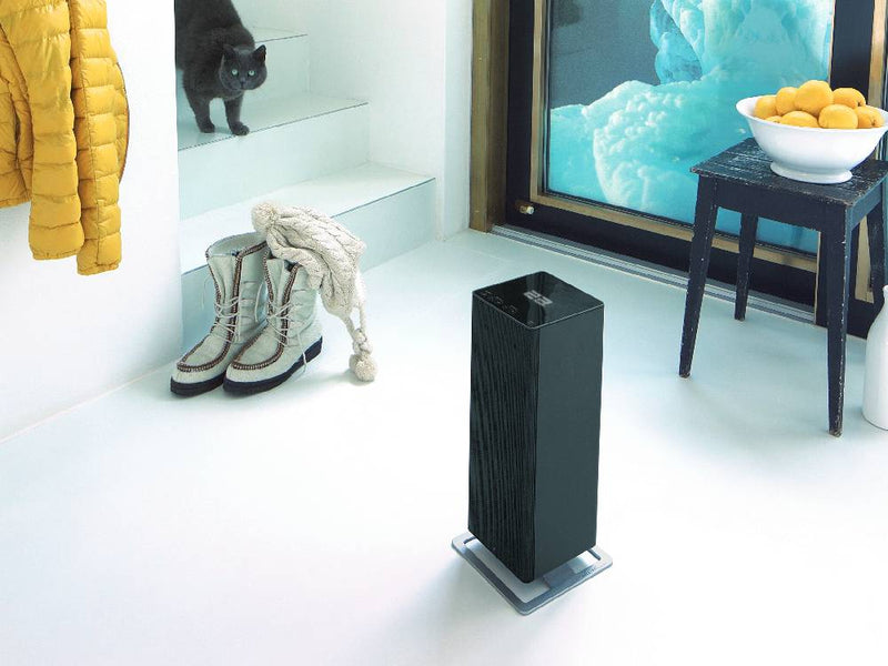 スタドラフォームのAnna bigファンヒーターがリビングの床に設置されている様子