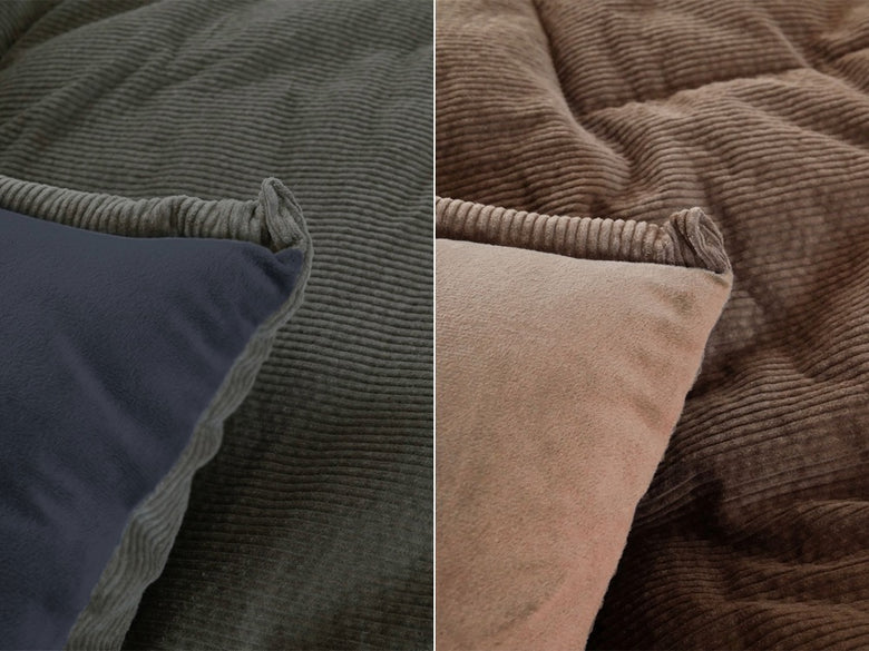 adepecheアデペシュのリバーシブルこたつ布団。綿100％の表面とポリエステル中材を使用した二面デザイン。