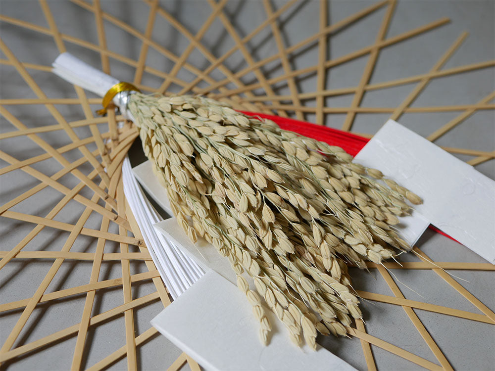 竹と稲を使用したナチュラルな水引リース