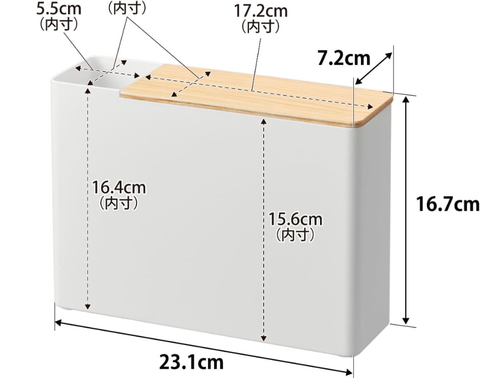 RINの替えモップ入れ付きハンディーワイパースタンド。スチールと天然木を使用し、最大6個の替えモップを収納できるデザイン。