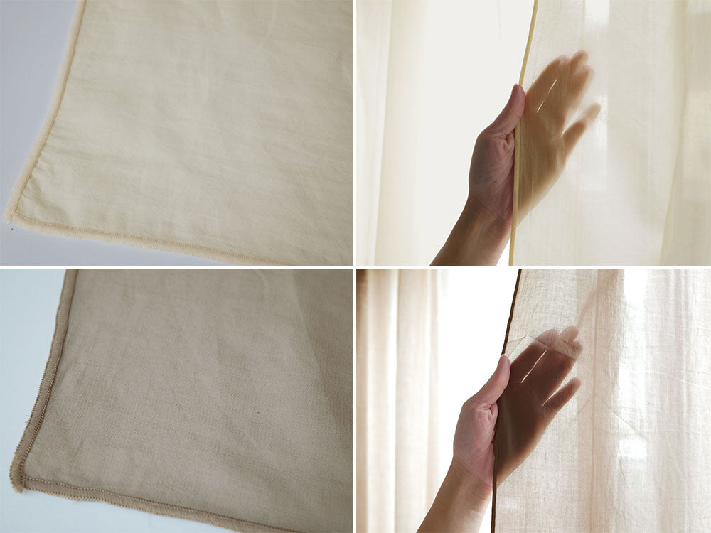 綿100％アイボリーのクリップ留めカーテン 130x165cm