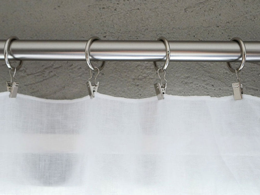 natsusobikuの銀色パイプ付きリネン製シャワーカーテン