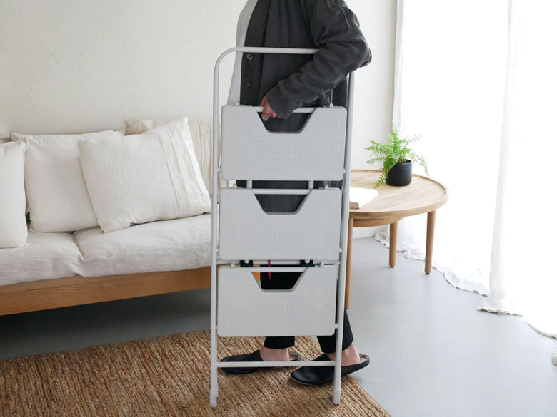 シービージャパン灰色フォールディングステップ、収納キャビネット