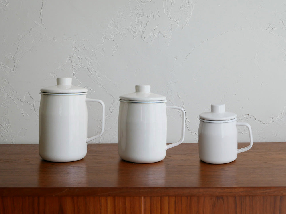 富士ホーローのオイルポット1.0L、0.8L、0.35Lとカートリッジのセット