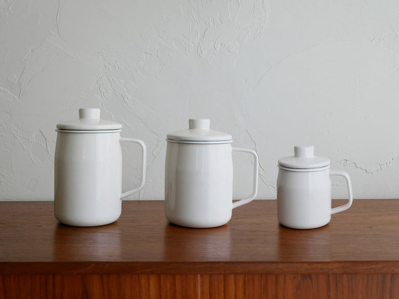 富士ホーローのオイルポット1.0L、0.8L、0.35Lとカートリッジのセット