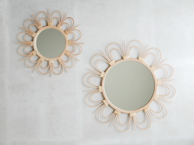 アデペシュ製銅色ラタンフレームのミラー