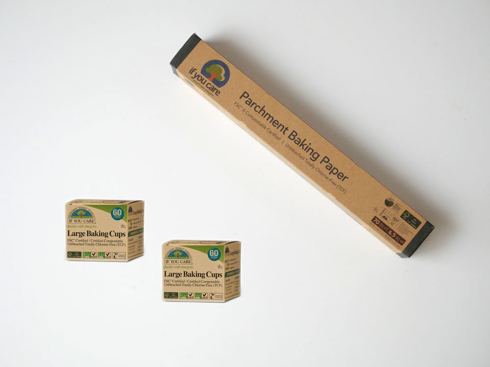 【if you care/イフユーケア】無漂白パーチメントベイキングペーパー  幅33cmｘ19.8m / 単品&ラージベイキングカップ２セット