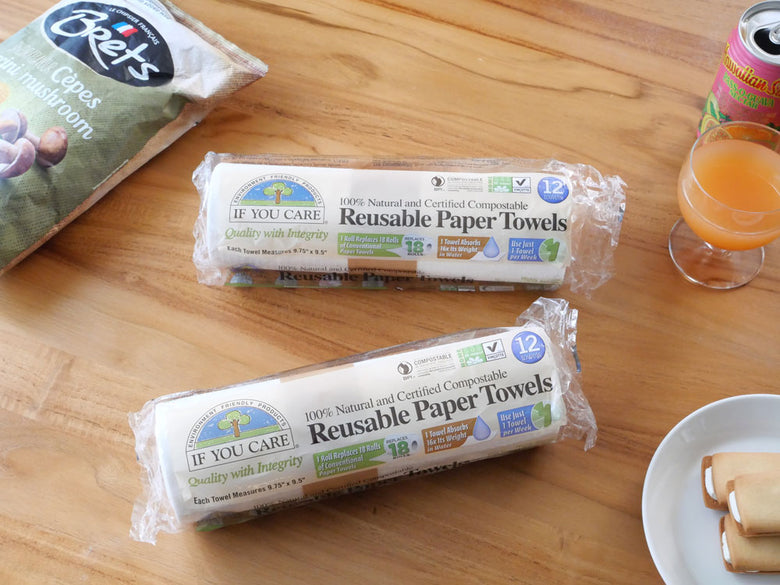 【if you care/イフユーケア】100%ナチュラル高吸水リユーザブルペーパータオル  1ロール12枚 / 2ロールセット