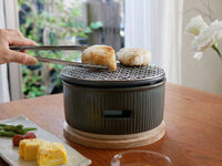 美濃焼の炭焼き水コンロ / しのぎ黒・大